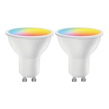 CONJUNTO 2x Lâmpadas LED RGBW com regulação MESH Inteligente GU10/6,5W/230V 2700-6500K - Aigostar