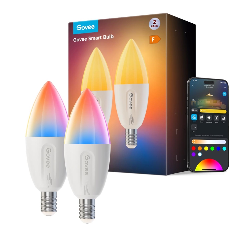 CONJUNTO 2x Lâmpadas LED RGBWW com regulação E14/5W/230V 2700-6500K Wi-Fi - Govee