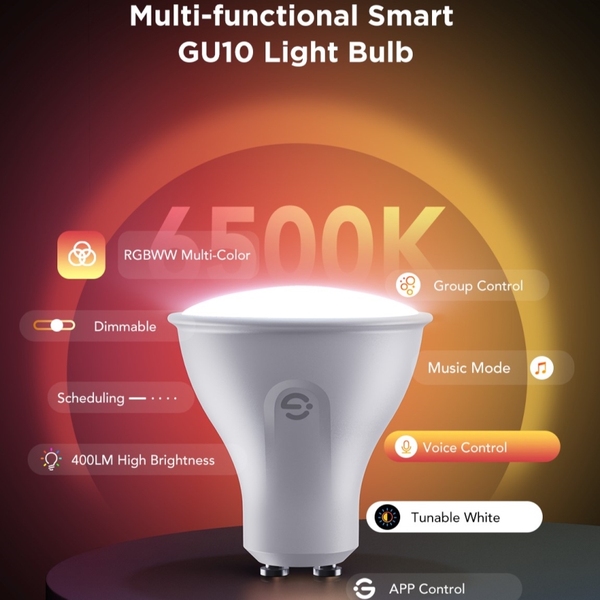CONJUNTO 2x Lâmpadas LED RGBWW com regulação GU10/4,8W/230V 2700-6500K Wi-Fi - Govee