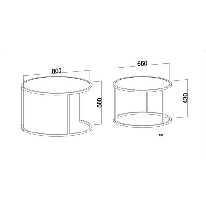 CONJUNTO 2x Mesa de apoio TAMBUR preto/castanho