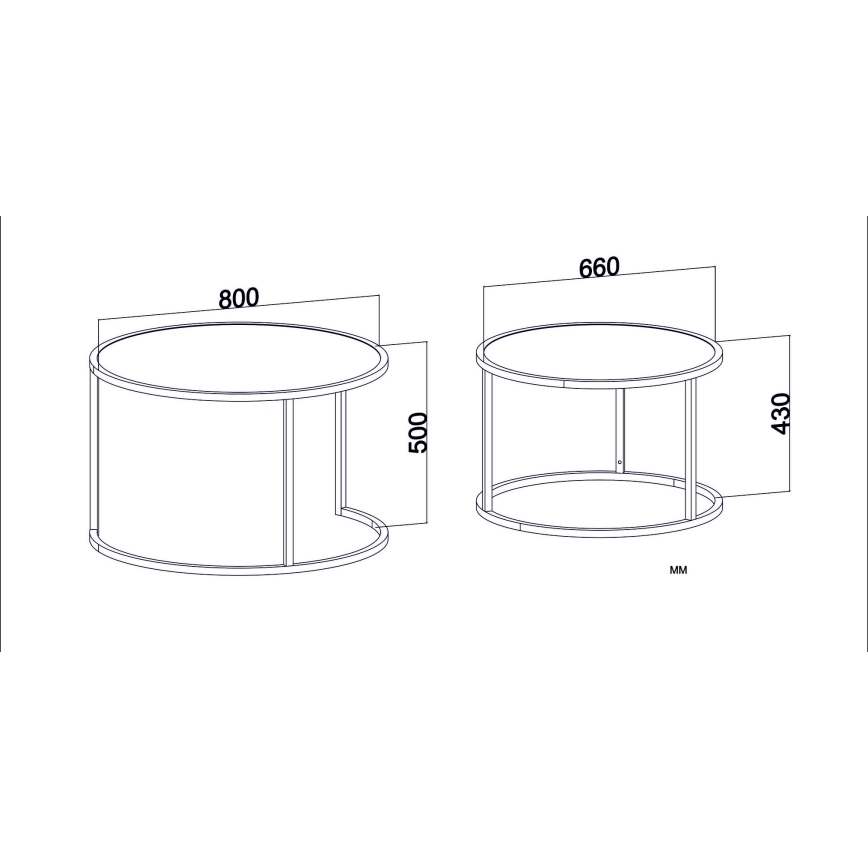 CONJUNTO 2x Mesa de apoio TAMBUR preto/castanho