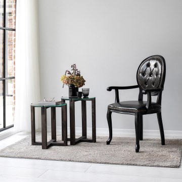 CONJUNTO 2x Mesa de cabeceira AMALFI diâmetro 40 cm pinho/transparente