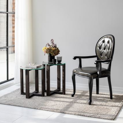 CONJUNTO 2x Mesa de cabeceira AMALFI diâmetro 40 cm pinho/transparente