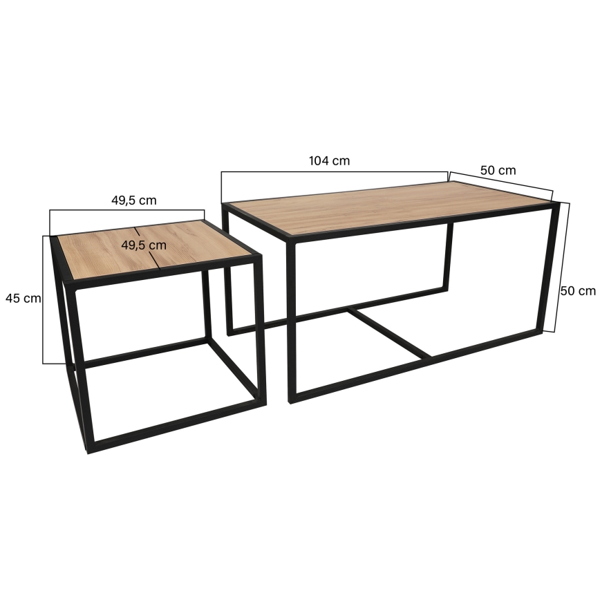 CONJUNTO 2x Mesa de centro ATLANTIS castanho/preto