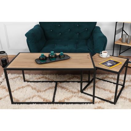 CONJUNTO 2x Mesa de centro ATLANTIS castanho/preto
