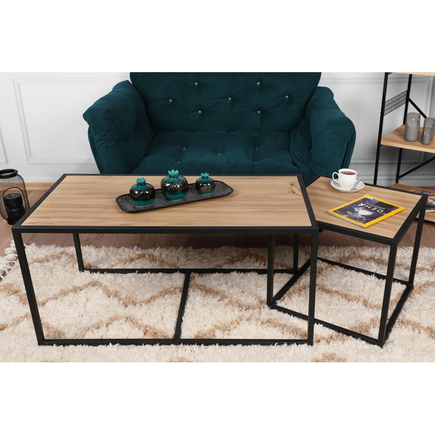 CONJUNTO 2x Mesa de centro ATLANTIS castanho/preto