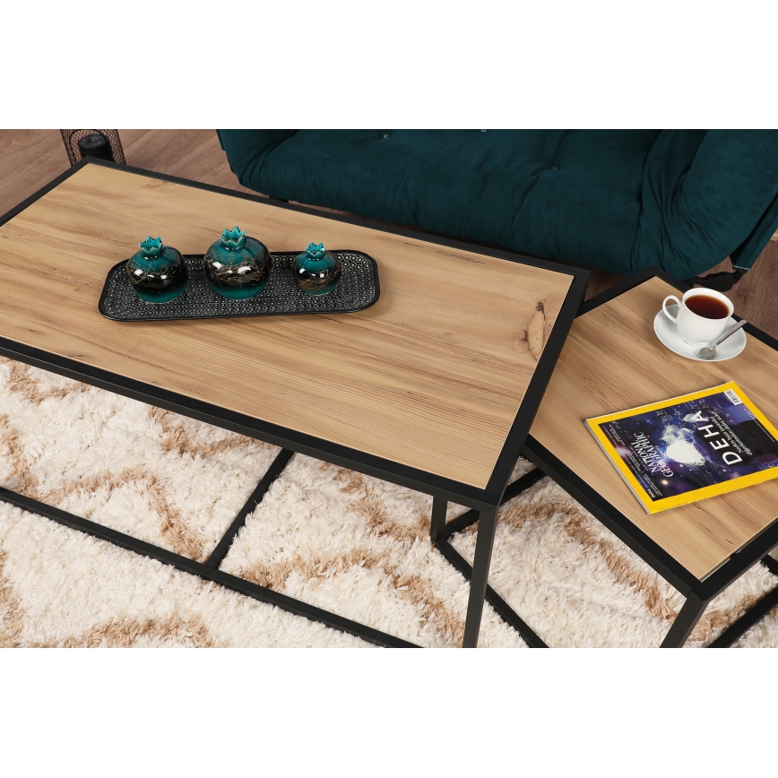 CONJUNTO 2x Mesa de centro ATLANTIS castanho/preto