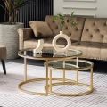 CONJUNTO 2x Mesa de centro BELARUS dourada