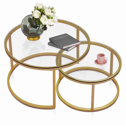 CONJUNTO 2x Mesa de centro BELARUS dourada