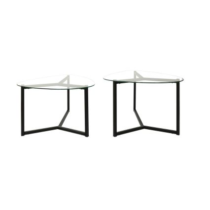 CONJUNTO 2x Mesa de centro BELLISIMO preto/transparente