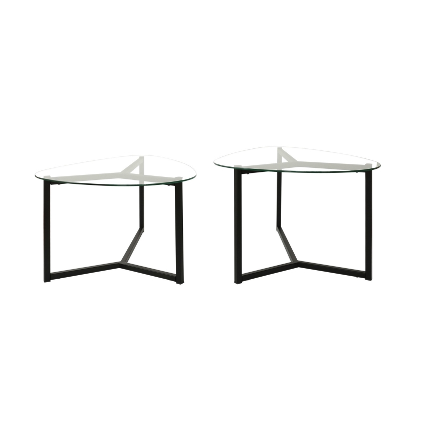 CONJUNTO 2x Mesa de centro BELLISIMO preto/transparente
