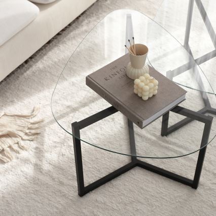 CONJUNTO 2x Mesa de centro BELLISIMO preto/transparente