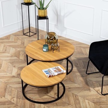 CONJUNTO 2x Mesa de centro OAKLOFT 38x90 cm preto/carvalho