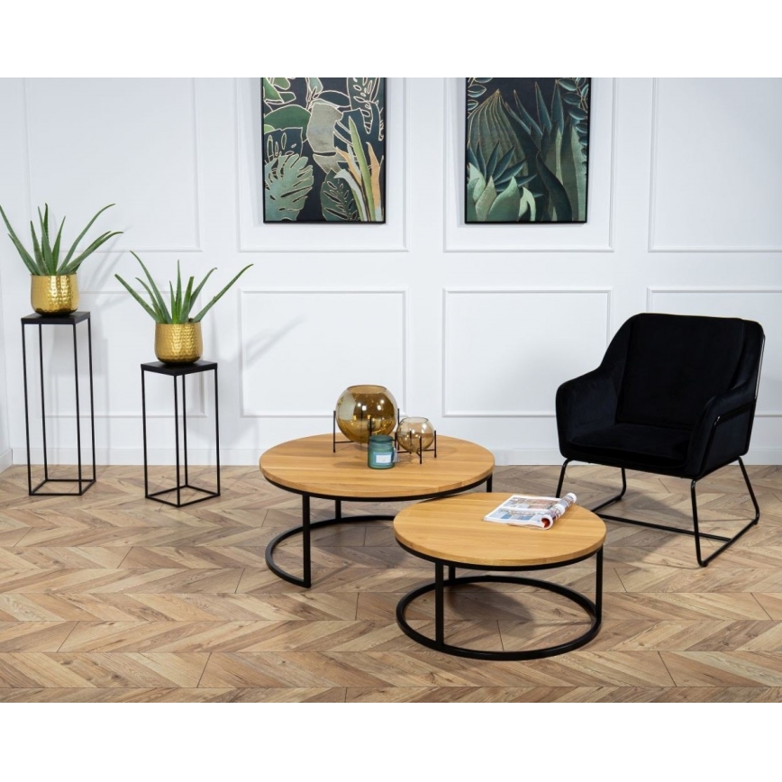 CONJUNTO 2x Mesa de centro OAKLOFT 38x90 cm preto/carvalho