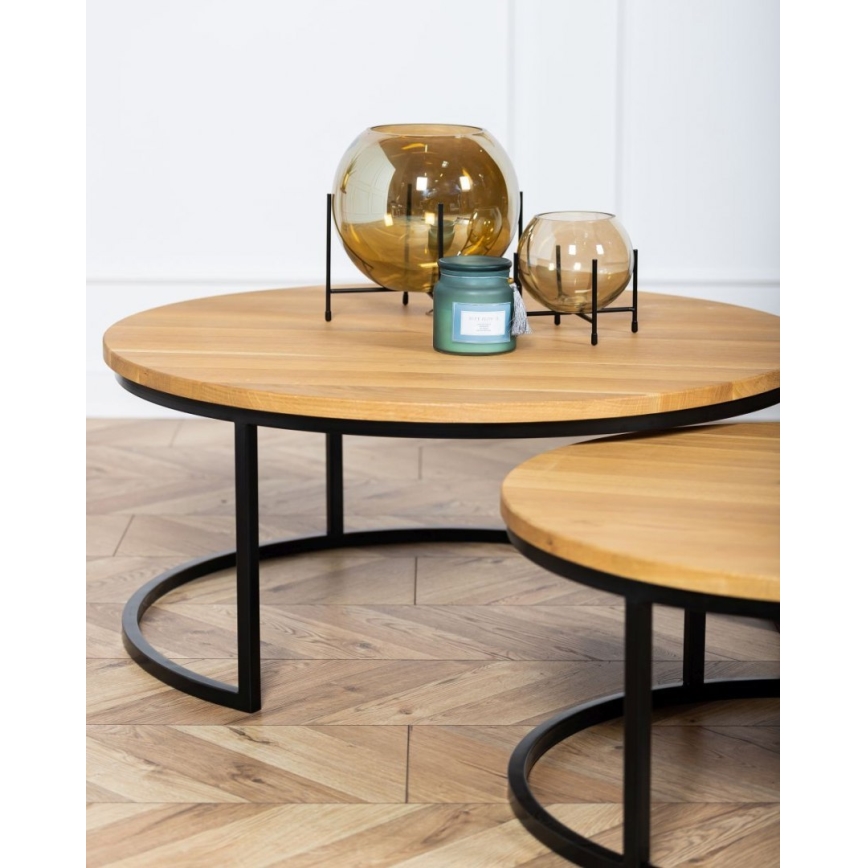 CONJUNTO 2x Mesa de centro OAKLOFT 38x90 cm preto/carvalho