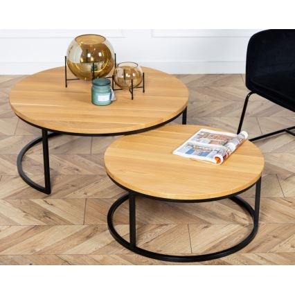 CONJUNTO 2x Mesa de centro OAKLOFT 38x90 cm preto/carvalho