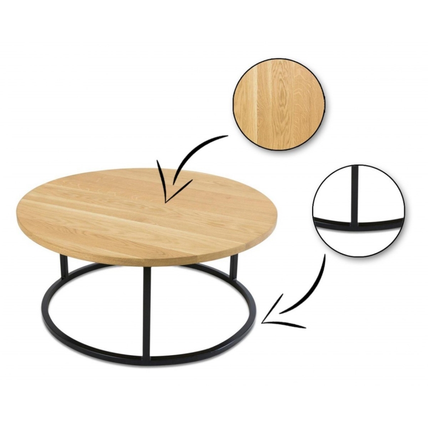 CONJUNTO 2x Mesa de centro OAKLOFT 38x90 cm preto/carvalho