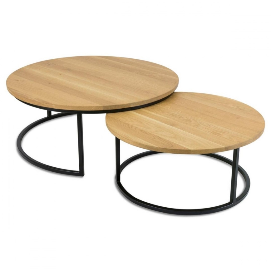 CONJUNTO 2x Mesa de centro OAKLOFT 38x90 cm preto/carvalho