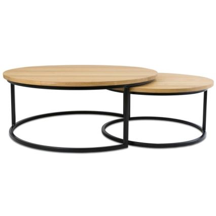 CONJUNTO 2x Mesa de centro OAKLOFT 38x90 cm preto/carvalho