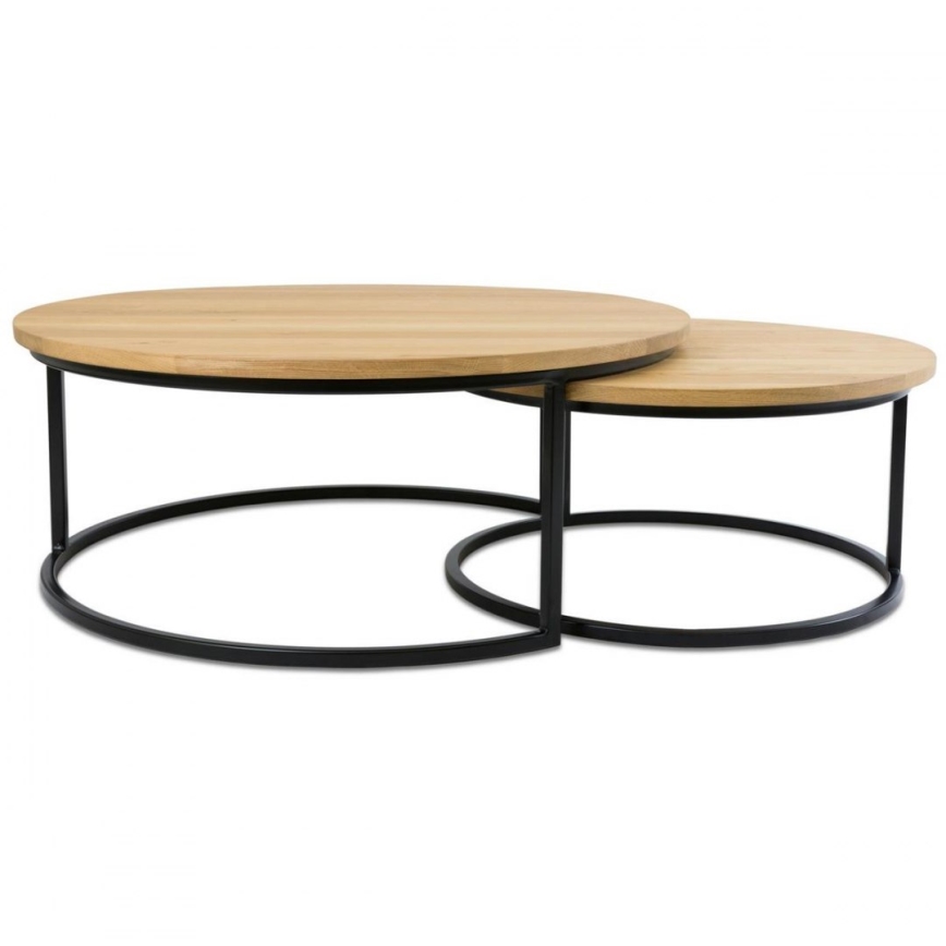 CONJUNTO 2x Mesa de centro OAKLOFT 38x90 cm preto/carvalho