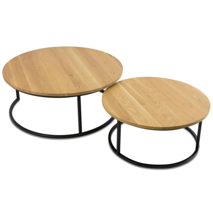 CONJUNTO 2x Mesa de centro OAKLOFT 38x90 cm preto/carvalho