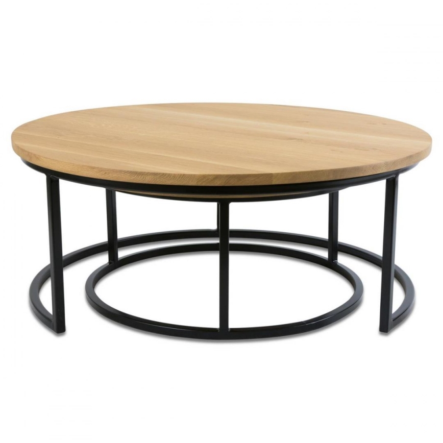 CONJUNTO 2x Mesa de centro OAKLOFT 38x90 cm preto/carvalho