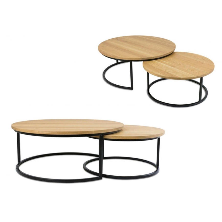 CONJUNTO 2x Mesa de centro OAKLOFT 38x90 cm preto/carvalho