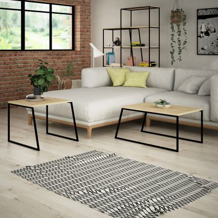 CONJUNTO 2x Mesa de centro PAL bege/preto