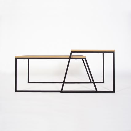 CONJUNTO 2x Mesa de centro PAL bege/preto