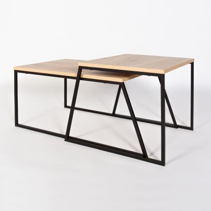 CONJUNTO 2x Mesa de centro PAL bege/preto