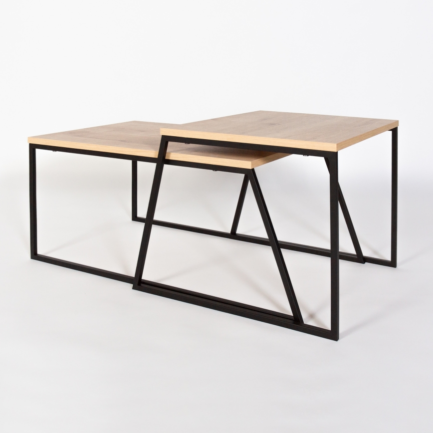 CONJUNTO 2x Mesa de centro PAL bege/preto