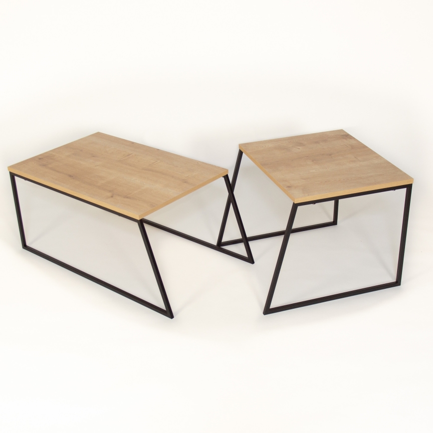 CONJUNTO 2x Mesa de centro PAL bege/preto