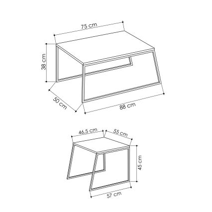 CONJUNTO 2x Mesa de centro PAL bege/preto