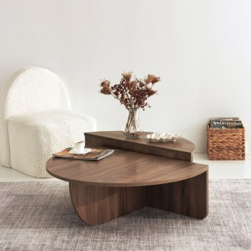 CONJUNTO 2x Mesa de centro PODIUM castanho
