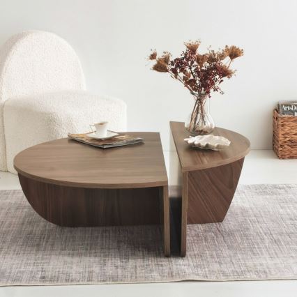 CONJUNTO 2x Mesa de centro PODIUM castanho