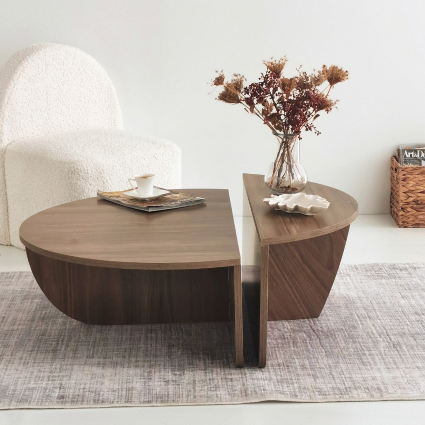 CONJUNTO 2x Mesa de centro PODIUM castanho