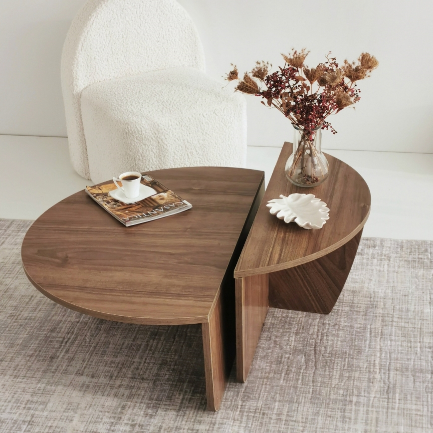 CONJUNTO 2x Mesa de centro PODIUM castanho