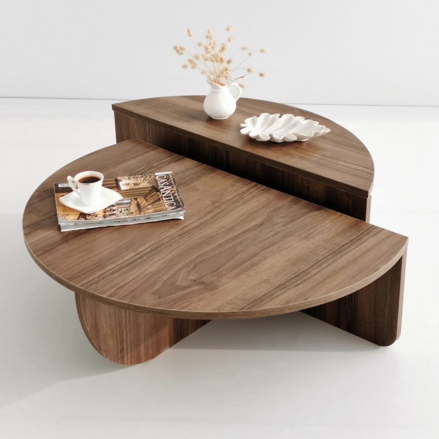CONJUNTO 2x Mesa de centro PODIUM castanho