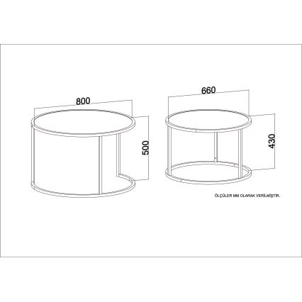 CONJUNTO 2x Mesa de centro TAMBUR preto/ bege