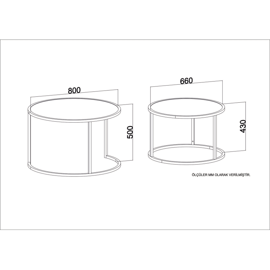 CONJUNTO 2x Mesa de centro TAMBUR preto/ bege