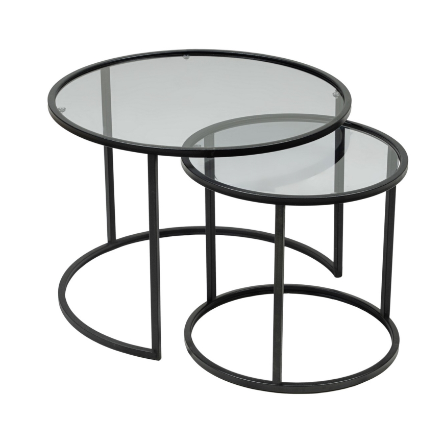 CONJUNTO 2x Mesa de centro TOKYO diâmetro 42/60 cm preto