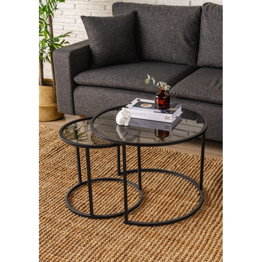 CONJUNTO 2x Mesa de centro TOKYO diâmetro 42/60 cm preto
