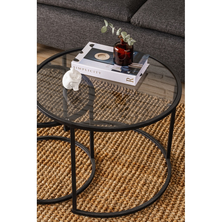 CONJUNTO 2x Mesa de centro TOKYO diâmetro 42/60 cm preto