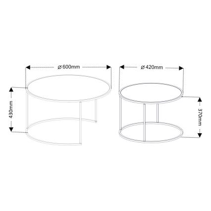 CONJUNTO 2x Mesa de centro TOKYO diâmetro 42/60 cm preto