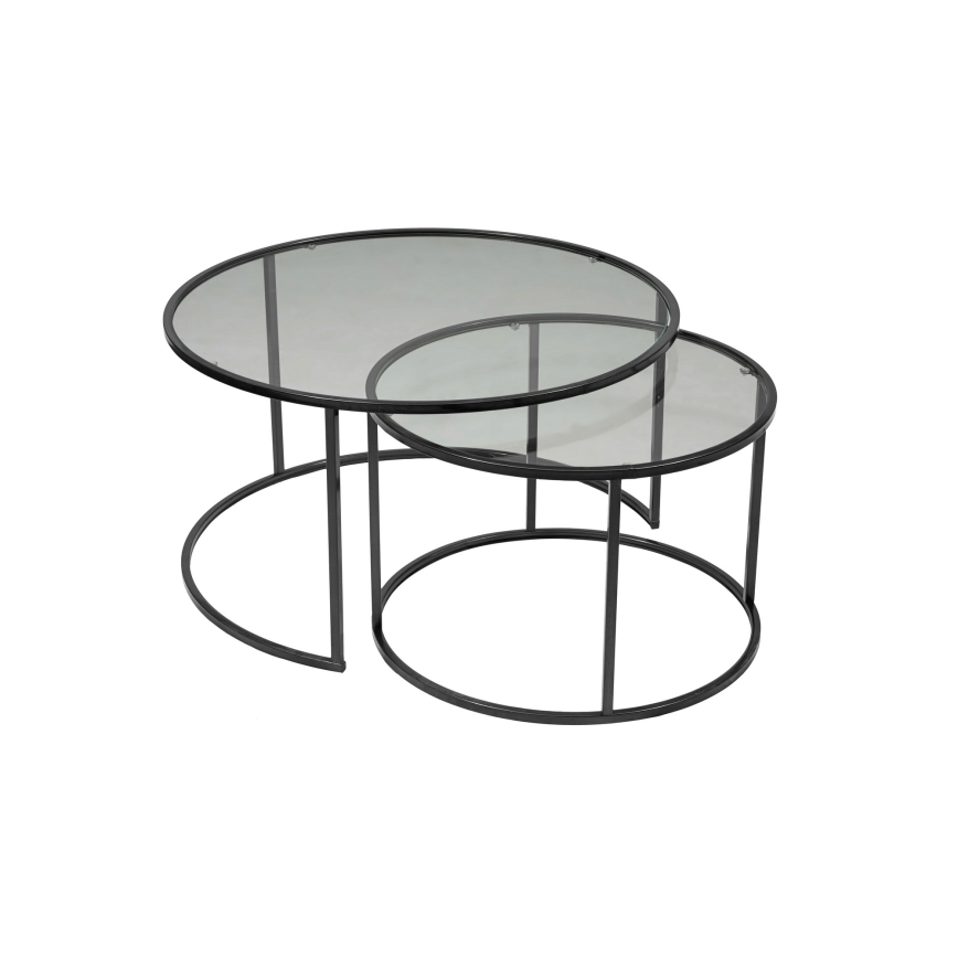 CONJUNTO 2x Mesa de centro TOKYO diâmetro 60/80 cm preto