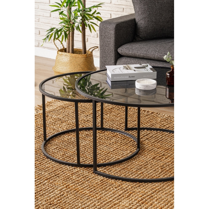 CONJUNTO 2x Mesa de centro TOKYO diâmetro 60/80 cm preto