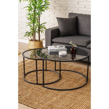 CONJUNTO 2x Mesa de centro TOKYO diâmetro 60/80 cm preto