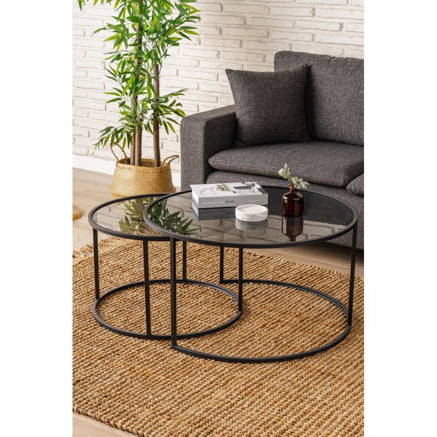 CONJUNTO 2x Mesa de centro TOKYO diâmetro 60/80 cm preto