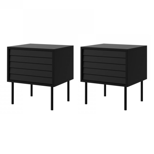 CONJUNTO 2x Mesas de cabeceira CORTINA 51x45 cm preto