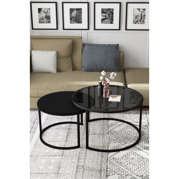 CONJUNTO 2x Mesas de centro BORA diâmetro 57/75 cm preto
